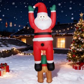 7FT Hanging Christmas Inflatable Santa with Dog, Christmas Blow Up Decoration with Built-in LED Lights for Garden