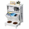 Pet Feeding Station with 2 Stainless Steel Bowls, Elevated Dog Bowls with Storage, Dog Food Storage and Feeder Station with Tilt Out Storage Cabinet