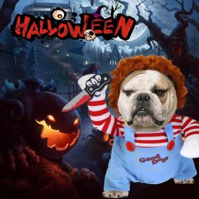 Dog Halloween Costumes - Chucky Dog Costume with Knife for Pets Party Christmas Cosplay Cute Outfits Clothes Deadly Dog Clothes Funny Dog Costume