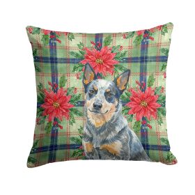 Blue Heeler Australian Cattle Dog Christmas PoinsettIas Throw Pillow Decorative Indoor Outdoor Accent Cushion for Couch, Bed or Patio, 18Hx18W