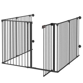 Dog Playpen DIY Adjustable, Puppy Play Pen Dog Fences Indoor with Automatically Close Lock, Pet Door for Doorway Stair